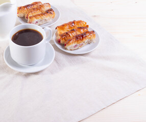 sweet treats and espresso  as coffee break concept