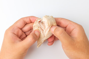 Boiled chicken on white background