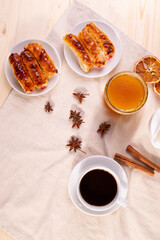 sweet treats and espresso  as coffee break concept