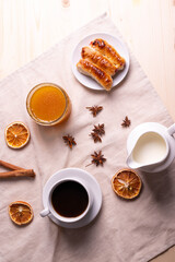 sweet treats and espresso  as coffee break concept
