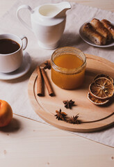 sweet treats and espresso  as coffee break concept