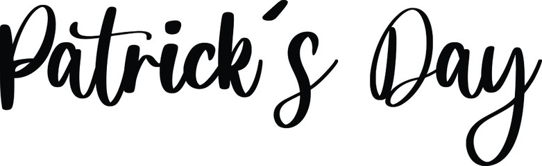 Patrick's Day Typography Black Color Text On White Background