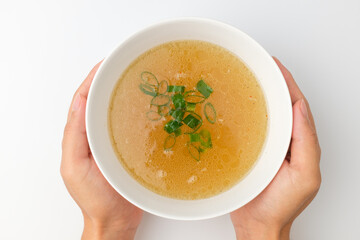 Chicken stock on a white background