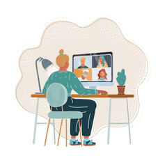 Video conference. Business team using chat calling for a online meeting