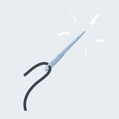 Vector illustration of Sewing needle with a thread close up on a white background
