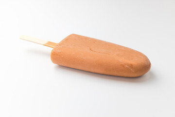 Coffee ice cream on white background