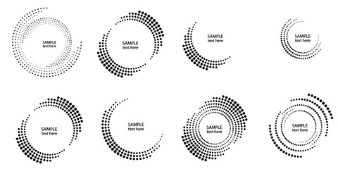 Halftone dots in circle form. round logo . vector dotted frame . design element