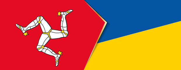 Isle of Man and Ukraine flags, two vector flags.