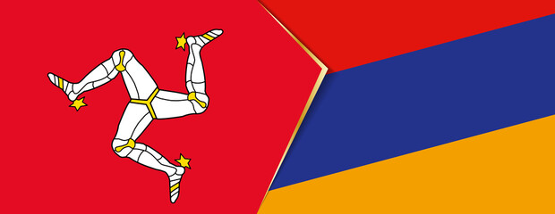 Isle of Man and Armenia flags, two vector flags.