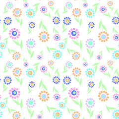 seamless flower pattern, vector, flowers simple, delicate pastel colors