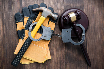 Obraz premium Law and Justice concept Construction law. Labor law Theme.