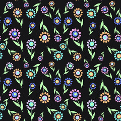 seamless flower pattern, vector, flowers simple, delicate pastel colors