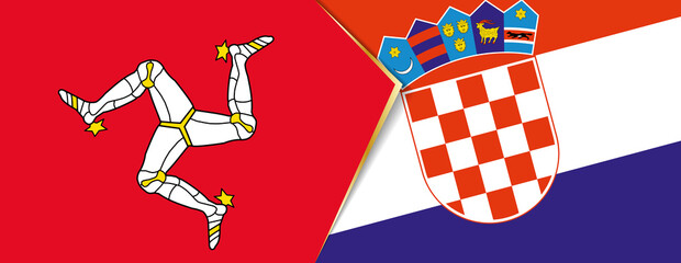 Isle of Man and Croatia flags, two vector flags.