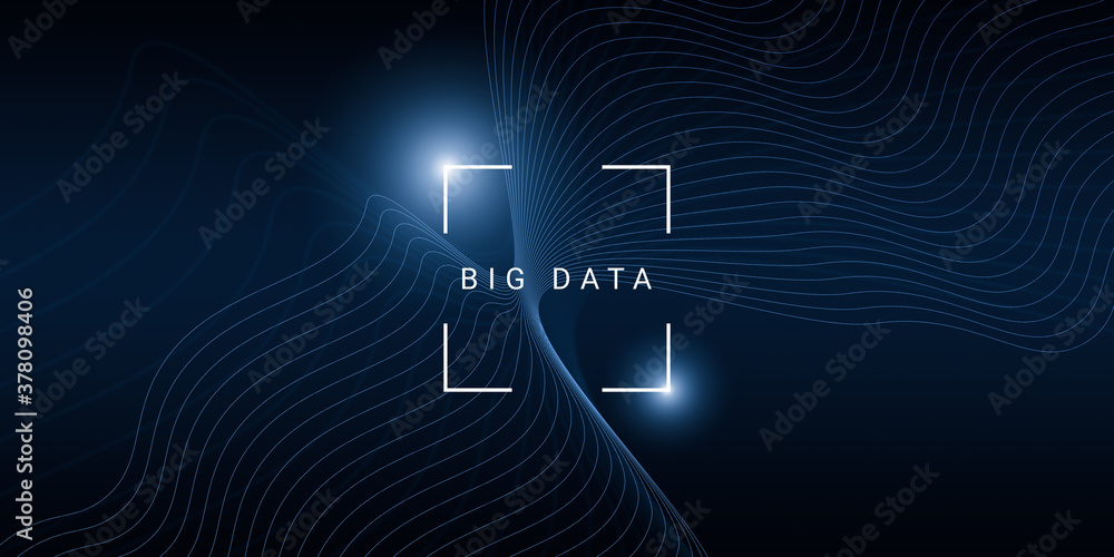 Aufkleber Technology background for big data concept with wave lines over dark background