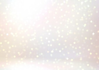 Obraz na płótnie Canvas Brilliant stars fly into white room 3d background. Glitter subtle pattern. New year pastel illustration for winter holidays design.
