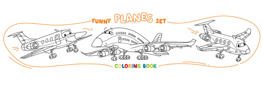 Funny light aircraft planes coloring book set
