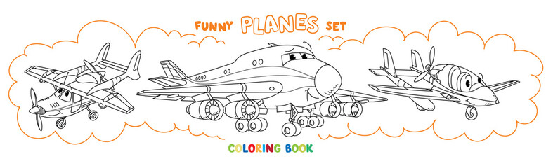 Funny light aircraft planes coloring book set