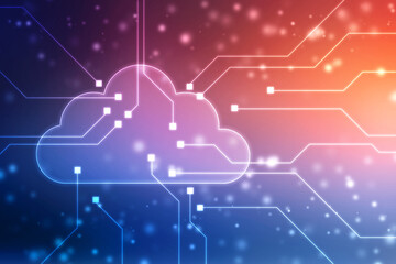 2d illustration of Cloud computing, Cloud Computing Concept, Cloud computing technology internet concept background