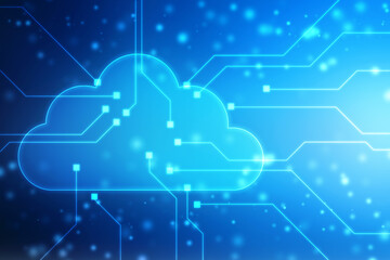 2d illustration of Cloud computing, Cloud Computing Concept, Cloud computing technology internet concept background