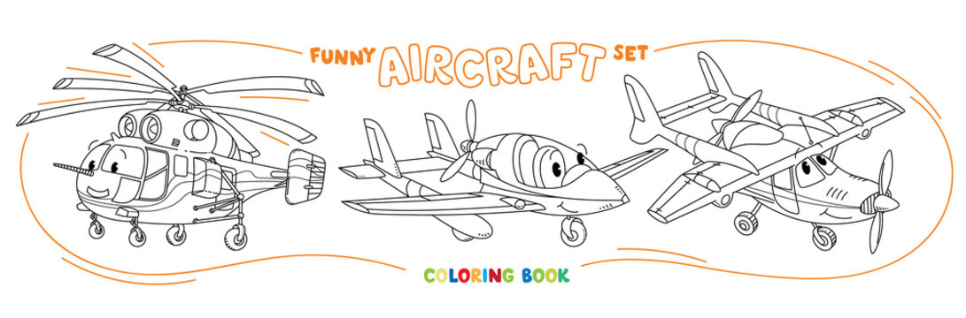 Funny light aircraft plane coloring book set