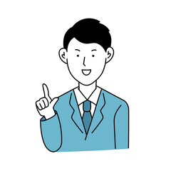 人差し指を立てるビジネスマン