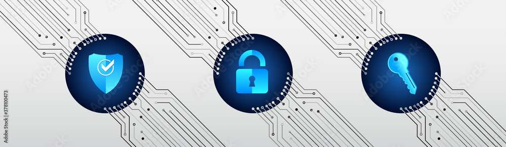 Poster Data protection, privacy, and internet security concept. Cybersecurity for business and internet project. Vector illustration of a data security services.