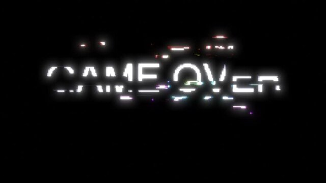 Retro video game over pixel glitch able to loop seamless 4k