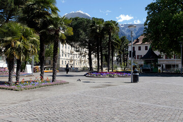 Die Kurpromenade in Meran. Meran, Südtirol, Italien, Europa