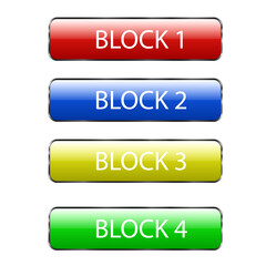 Set of vector buttons with metallic borders.