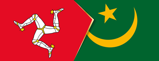 Isle of Man and Mauritania flags, two vector flags.