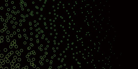 Dark Green vector background with bubbles. Abstract colorful disks on simple gradient background. Design for posters, banners.