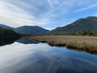 lake and mountains