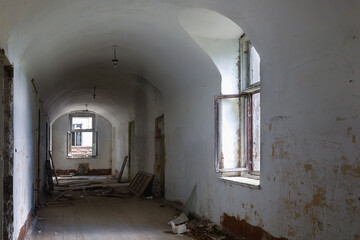 Inside of old creepy abandoned mansion