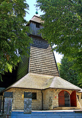 Sietesz, Markowa, Nowosielce, Parafia, Kościół, Zabudowa, Zabytek, Kościół, Skansen, Chata, Chłopska, Zagroda,  © woodyd