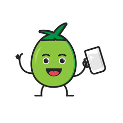 vector mascot coconut flat illustration