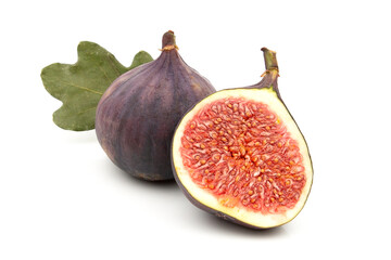 fresh juicy figs on white background