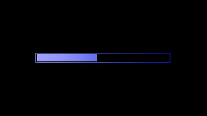 Blue color gradient waiting loading bar image on black background
