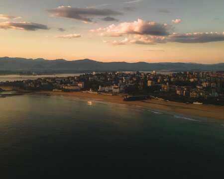 Sunrise Drone Hyperlapse in El Sardinero, Santander, Spain