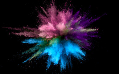 Farbige Pulverexplosion auf schwarzem Hintergrund. Bewegung einfrieren. © Lukas Gojda