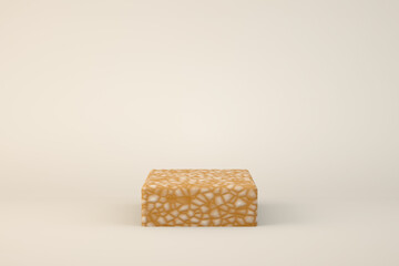 beige pedestal podium for product. 3d render of cylinder in modern style