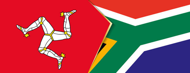 Isle of Man and South Africa flags, two vector flags.