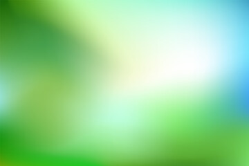 Nature blurred background. Abstract Green Blue gradient with light backdrop. Vector illustration. Ecology concept for your graphic design, banner, poster, wallpapers, website