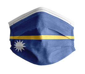 mascarilla para covid con el fondo blanco y la bandera de Nauru