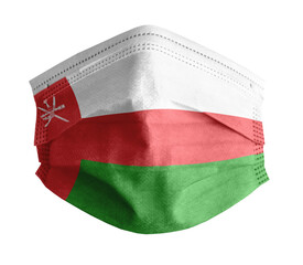 mascarilla para covid con el fondo blanco y la bandera de Oman