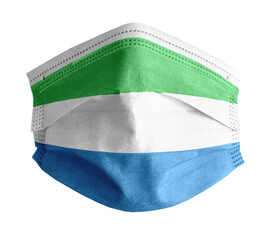 mascarilla para covid con el fondo blanco y la bandera de Sierra Leona