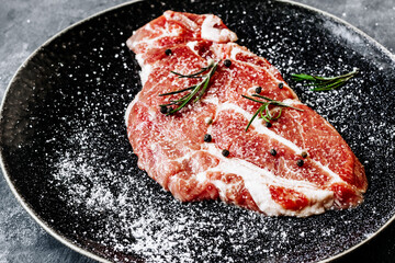 Raw marble pork steak