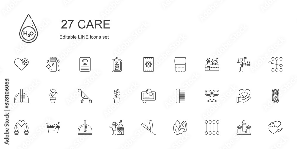 Wall mural care icons set