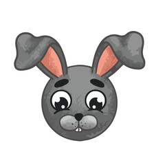 Cartoon sad hare with big ears gray muzzle children's illustration vector