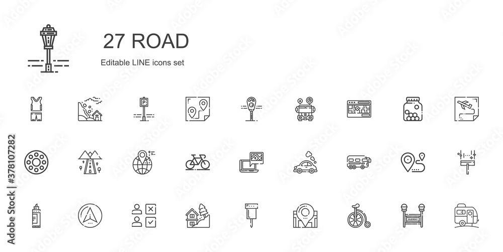 Sticker road icons set