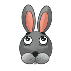 Cartoon scared hare gray muzzle children's illustration vector